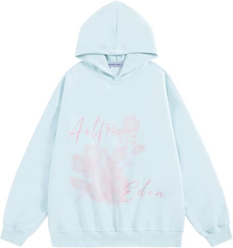 Aelfric Eden Blurring Flower Print Hoodie Womens Oversized Graphic Hoodies Y2K Floarl Solid Pullover Hooded Sweatshirt Unisex in Kuwait