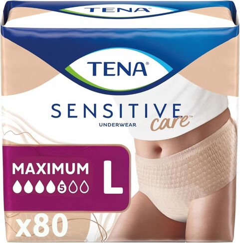 TENA Sensitive Care Adult Incontinence Underwear for Women, Maximum, Large, Beige, Disposable, 80 Count (New Sizing) in Saudi Arabia