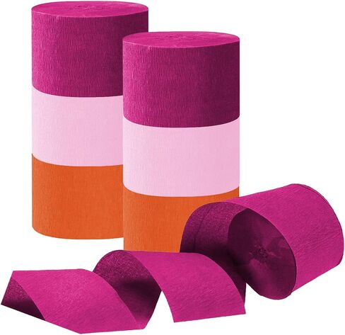 Tim&Lin Purple and Pink Crepe Paper Streamers, Party Streamer Decorations for Various Party Festival Decorations, 6 Rolls in Kuwait