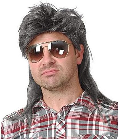 Baruisi Mens Wig Grey Long Straight Synthetic Heat Resistant Costume Cosplay Hair Wig in Saudi Arabia