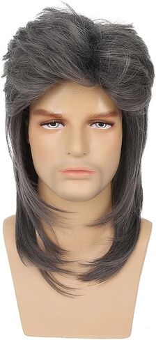 Baruisi Mens Wig Grey Long Straight Synthetic Heat Resistant Costume Cosplay Hair Wig in Saudi Arabia