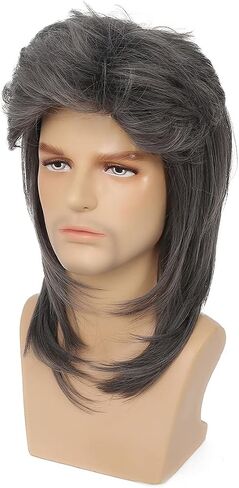 Baruisi Mens Wig Grey Long Straight Synthetic Heat Resistant Costume Cosplay Hair Wig in Saudi Arabia