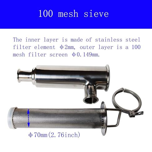TECHTONGDA Water Filter Strainer L-Type 304 Stainless Steel 2inch Inlet Outlet 100 Mesh Quick Tri Clamp 17.7inch Length in Kuwait