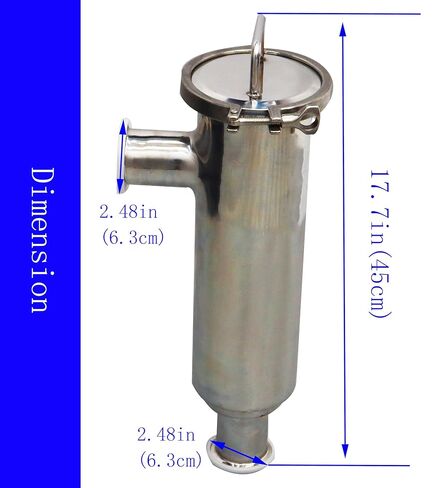 TECHTONGDA Water Filter Strainer L-Type 304 Stainless Steel 2inch Inlet Outlet 100 Mesh Quick Tri Clamp 17.7inch Length in Kuwait