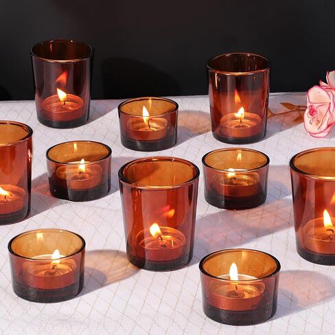 12pcs Assorted Votive Candle Holders, Clear Glass Candle Holder for Floating Candles, Tealight Candle Holder for Table Centerpiece, Wedding and Party Decor in Kuwait