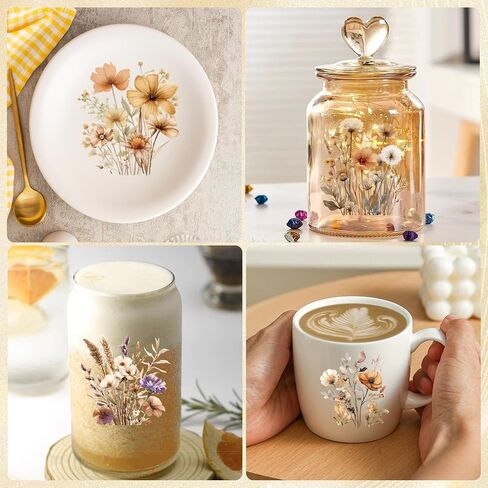 UV DTF Cup Wraps Transfer Stickers: 30 Pcs Retro Fall UV DTF Cup Wraps for 16 oz Glass Tumblers Bottles, Cold Transfer Decals, Pumpkin Maple Sunflower Cup Wraps for Autumn Thanksgiving DIY Craft in Saudi Arabia