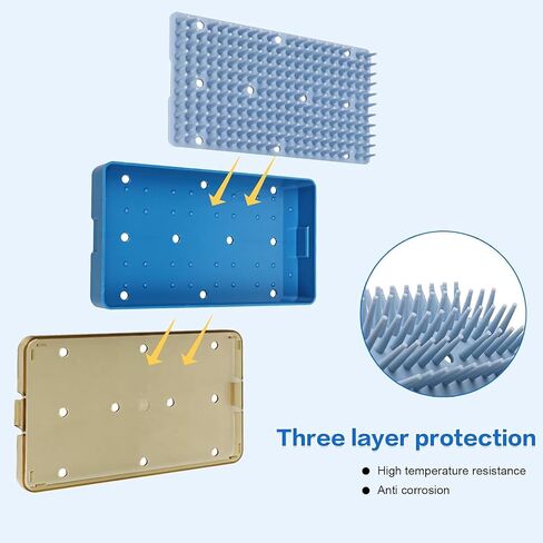 Dental Plastic Sterilization Tray Box Instrument Autoclavebale Detachable Stand Box Holder with Silicone Mat (Large) in Saudi Arabia