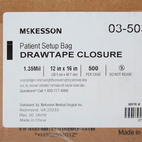McKesson Pull-TITE Respiratory Set-Up Bags, Clear 1.35 Mil Disposable 12 in x 16 in, 500 Count in Saudi Arabia