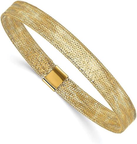 Diamond2Deal Solid 14k Gold Two-tone Polished Stretch Bangle Bracelet in Saudi Arabia