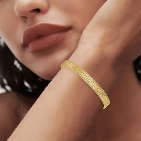 Diamond2Deal Solid 14k Gold Two-tone Polished Stretch Bangle Bracelet in Saudi Arabia
