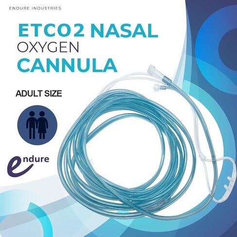 Endure ETCO2 Nasal Sampling Cannula, Bifurcated Prong, Adult 14 Ft CO2 Cannulas, Standard Connector, Case of 40 (Male Connector) in Saudi Arabia