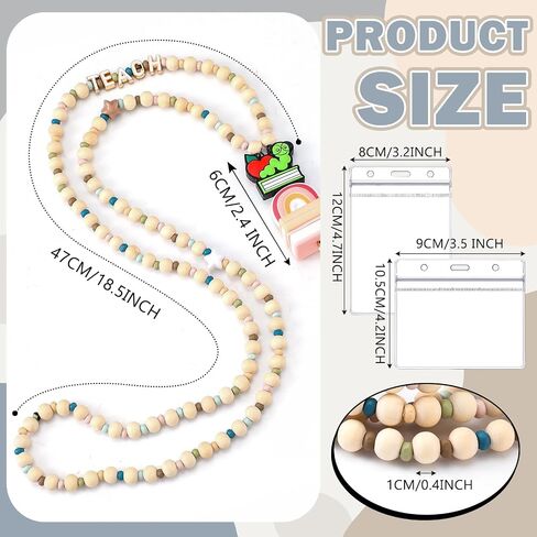 End of Year Teacher Gift Wood Beaded Lanyards for ID Badges with Retractable Reel for Women Teacher in Saudi Arabia