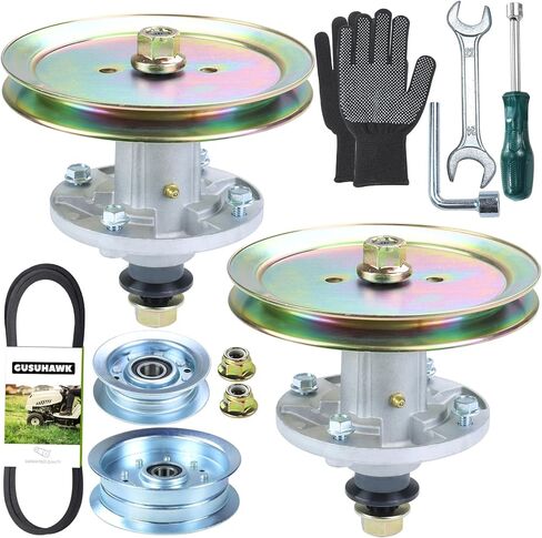 2 Pack Pre-Greased GY21098 Spindle Assembly with GX20367 Pulley Replaces GY20454, GY20962, AUC15811 for D110, D130, E120, LA115, D105, E100, LA105, D125, E130, D100, LA110, 105, 115 Tractors in Kuwait