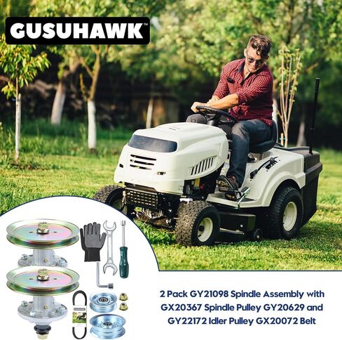 2 Pack Pre-Greased GY21098 Spindle Assembly with GX20367 Pulley Replaces GY20454, GY20962, AUC15811 for D110, D130, E120, LA115, D105, E100, LA105, D125, E130, D100, LA110, 105, 115 Tractors in Kuwait