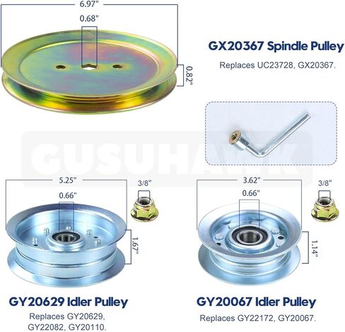 2 Pack Pre-Greased GY21098 Spindle Assembly with GX20367 Pulley Replaces GY20454, GY20962, AUC15811 for D110, D130, E120, LA115, D105, E100, LA105, D125, E130, D100, LA110, 105, 115 Tractors in Kuwait