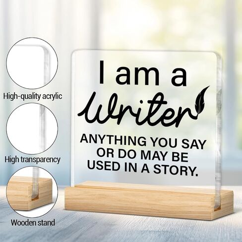 Writer Gifts for Women, Funny Gifts for Writers Authors Typewriter Novelist, It's a Good Day to Write Acrylic Plaque Sign with Wooden Stand Home Office Decor in Kuwait