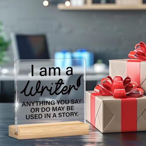 Writer Gifts for Women, Funny Gifts for Writers Authors Typewriter Novelist, It's a Good Day to Write Acrylic Plaque Sign with Wooden Stand Home Office Decor in Kuwait