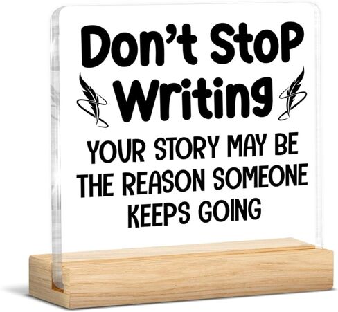 Writer Gifts for Women, Funny Gifts for Writers Authors Typewriter Novelist, It's a Good Day to Write Acrylic Plaque Sign with Wooden Stand Home Office Decor in Kuwait