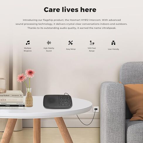 Hosmart UltraSpeak Pro Intercoms Wireless for Home, Two-Way Real-time Intercom Full Duplex Wireless Intercom System for Home Use, Clear Sound House Intercom System for Business with 1200 Feet Range in Kuwait