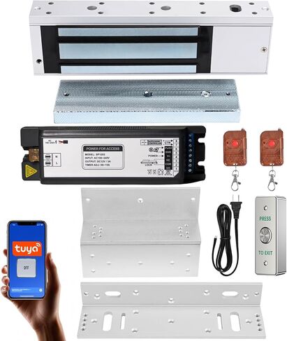 Smart Door Access Control System 1200lbs Magnetic Lock Kit with Tuya App & Remote Control Stainless Steel Exit Button in Saudi Arabia