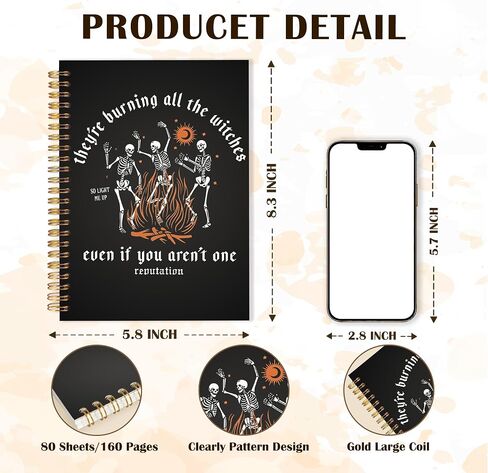 Qabliqo Coquette Peach Gothic Skull Spiral Notebooks, Snarky Skeleton Journals for Writing, Sarcastic Goth Journal for Women, Funny Gothic Notebook for Note Taking, 5.5x8.3 Inch in Saudi Arabia