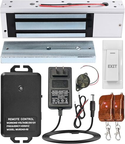 نظام التحكم في الوصول مع التحكم عن بُعد - طقم قفل الباب المغناطيسي 600 رطل ، وضع 12V Fail Safe NC ، تثبيت آمن وسهل DIY للدخول إلى المنزل الذكي ، يعمل مع الأبواب الخشبية والمعدنية in Kuwait