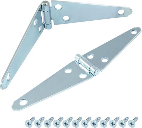 Hordion 2Pcs Strap Hinge Shed Door Hinges, 5 Inch Heavy Duty Gate Hinges Black Tee Hinge with Screws for Wood Gate Cabinet Door, Silver in Saudi Arabia