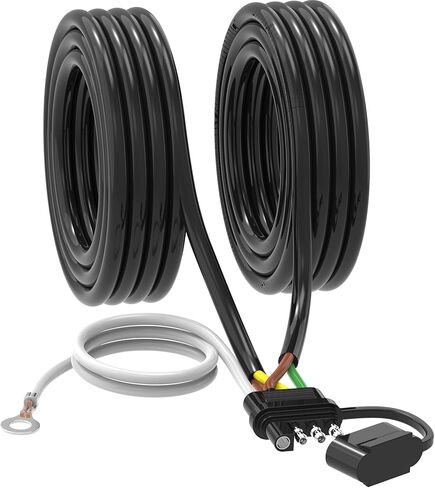 4 Pin 5 Wire Trailer Wiring Harness Kit, 26FT 16AWG Core with Jacketed Cable Trailer Light Kit 4 Way Flat 5 Wire Trailer Plug for Rewiring Both-Side Taillights on Trailers RVs and Boats in Kuwait