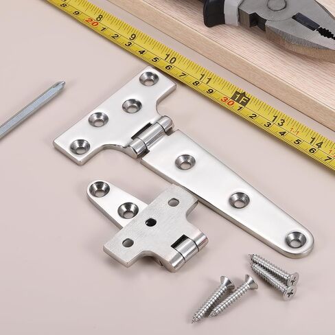 uxcell 6pcs مفصلات ثقيلة T -duty ، من الدرجة البحرية t hinge 6 "× 3" مفصلات قارب من الفولاذ المقاوم للصدأ مقاوم المقاوم المقاوم للصدأ مفصلي مع مسامير للتفسيق القارب أبواب البوابة ، والفضة in Saudi Arabia