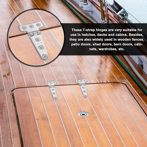 uxcell 6pcs مفصلات ثقيلة T -duty ، من الدرجة البحرية t hinge 6 "× 3" مفصلات قارب من الفولاذ المقاوم للصدأ مقاوم المقاوم المقاوم للصدأ مفصلي مع مسامير للتفسيق القارب أبواب البوابة ، والفضة in Saudi Arabia