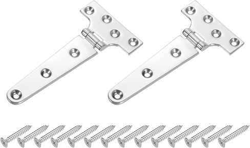 uxcell 6pcs مفصلات ثقيلة T -duty ، من الدرجة البحرية t hinge 6 "× 3" مفصلات قارب من الفولاذ المقاوم للصدأ مقاوم المقاوم المقاوم للصدأ مفصلي مع مسامير للتفسيق القارب أبواب البوابة ، والفضة in Saudi Arabia