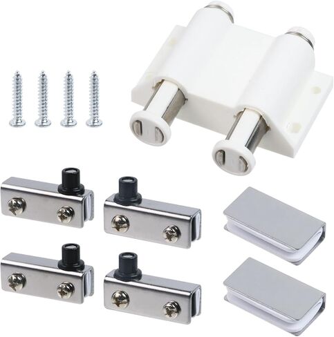 Antrader Stainless Steel Glass Door Pivot Hinge Double Head Magnetic Catch Closures ABS with Clamp Set for 3-6mm Glass Door (Gold) in Saudi Arabia