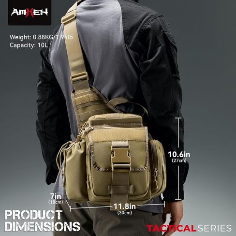 Tactical Messenger Bag Military Army Molle Shoulder Cross Body Edc Satchel Crossbody Side Pack for Men Women 10L in Kuwait