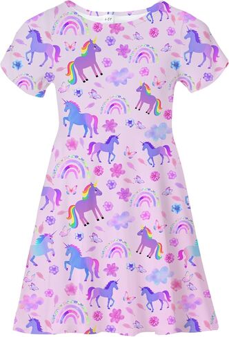 Girl's Dresses Cute Print Short Sleeve Casual Sundress for Girls 4-10 Years in Saudi Arabia