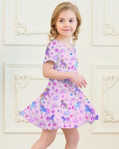 Girl's Dresses Cute Print Short Sleeve Casual Sundress for Girls 4-10 Years in Saudi Arabia