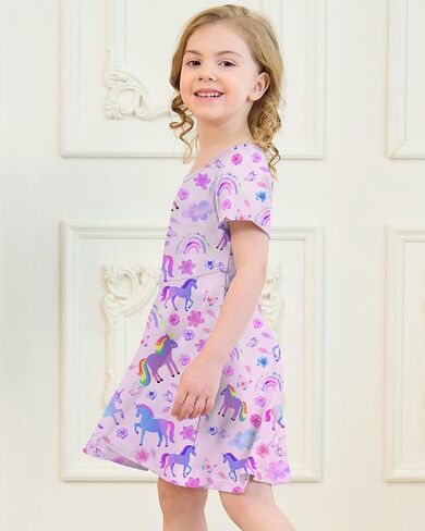 Girl's Dresses Cute Print Short Sleeve Casual Sundress for Girls 4-10 Years in Saudi Arabia