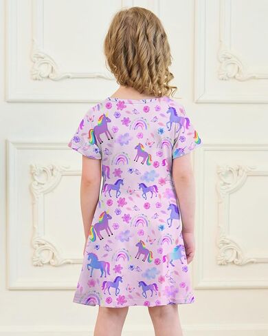 Girl's Dresses Cute Print Short Sleeve Casual Sundress for Girls 4-10 Years in Saudi Arabia
