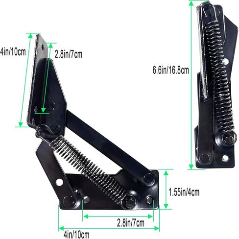Spring Hinge (1 Pair) 90 Degree Folding Lifting Bracket, Sofa Bed Hinge, Suitable for Cabinet Doors, Furniture Storage Boxes (Black) in Saudi Arabia