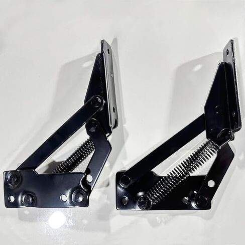 Spring Hinge (1 Pair) 90 Degree Folding Lifting Bracket, Sofa Bed Hinge, Suitable for Cabinet Doors, Furniture Storage Boxes (Black) in Saudi Arabia