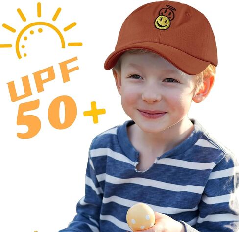 Sonmony Kids Smiley Face Cotton Baseball Cap for Girls Boy قابل للتعديل اللطيف المطرز الأصفر والملاك القبعات الصغار in Kuwait
