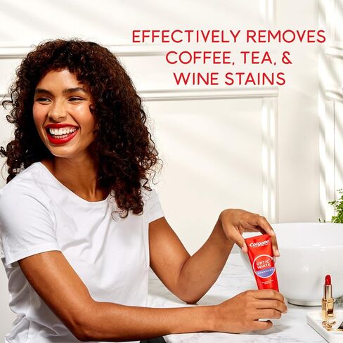 Colgate Optic White Advanced Hydrogen Peroxide Toothpaste, Teeth Whitening Toothpaste Pack, Enamel-Safe Formula, Helps Remove Tea, Coffee, and Wine Stains, Sparkling White, 3 Pack, 3.2 oz in Kuwait