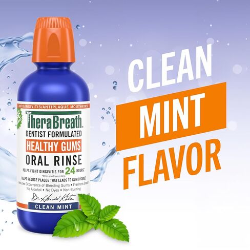 TheraBreath Healthy Gums Mouthwash Clean Mint, Antigingivitis, Dentist Formulated, 16 Fl Oz (2-Pack) in Kuwait