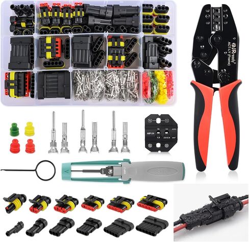 JRready ST6521 Automotive Connectors Waterproof 2 3 4 Wire Connector Kit Male and Female Terminals Quick Connect and Disconnect 14V Car Automotive Superseal 1.5 Series 16-22AWG 671Pcs in Saudi Arabia