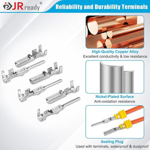 JRready ST6521 Automotive Connectors Waterproof 2 3 4 Wire Connector Kit Male and Female Terminals Quick Connect and Disconnect 14V Car Automotive Superseal 1.5 Series 16-22AWG 671Pcs in Saudi Arabia