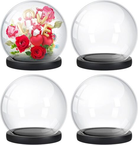 Tuanse 4 Pieces Glass Dome Display Showcase Glass Globe And Display Dome with Wood Base DIY Craft Keepsake Globe Display Case Gifts for Women Wedding Tabletop Centerpiece Decoration(Brown) in Saudi Arabia