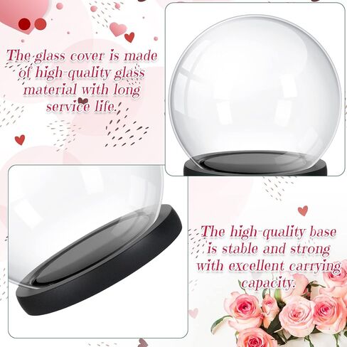 Tuanse 4 Pieces Glass Dome Display Showcase Glass Globe And Display Dome with Wood Base DIY Craft Keepsake Globe Display Case Gifts for Women Wedding Tabletop Centerpiece Decoration(Brown) in Saudi Arabia