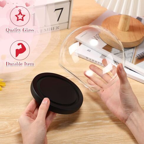 Tuanse 4 Pieces Glass Dome Display Showcase Glass Globe And Display Dome with Wood Base DIY Craft Keepsake Globe Display Case Gifts for Women Wedding Tabletop Centerpiece Decoration(Brown) in Saudi Arabia