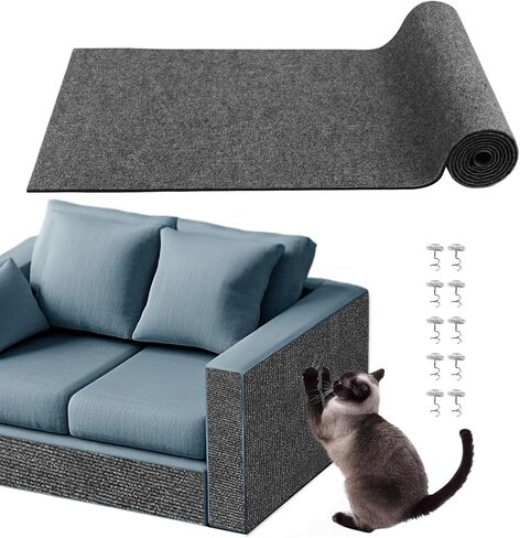 pawstrip Cat Scratching Mat 78.7''x15.8'' Cat Scratch Carpet Self-Adhesive Cat Scratch Couch Furniture Protector Trimmable Cat Scratching Post Replacement, Cat Wall Climbing Carpet in Kuwait