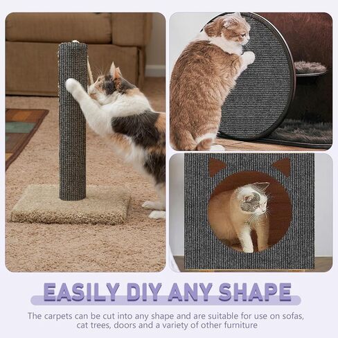 pawstrip Cat Scratching Mat 78.7''x15.8'' Cat Scratch Carpet Self-Adhesive Cat Scratch Couch Furniture Protector Trimmable Cat Scratching Post Replacement, Cat Wall Climbing Carpet in Kuwait