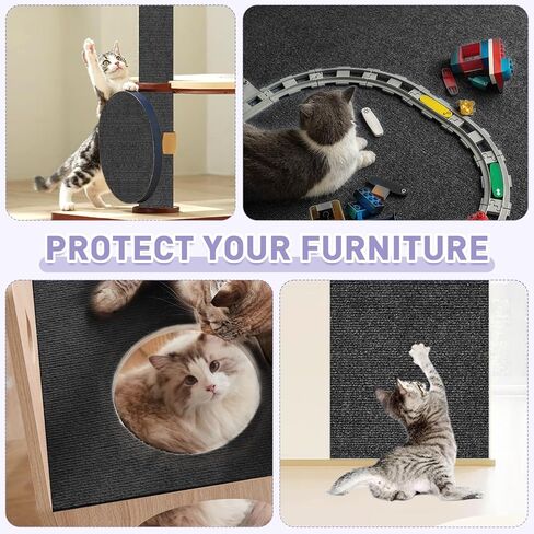 pawstrip Cat Scratching Mat 78.7''x15.8'' Cat Scratch Carpet Self-Adhesive Cat Scratch Couch Furniture Protector Trimmable Cat Scratching Post Replacement, Cat Wall Climbing Carpet in Kuwait